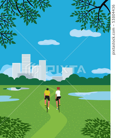Rest in city garden flat color vector poster - Stock Illustration ...