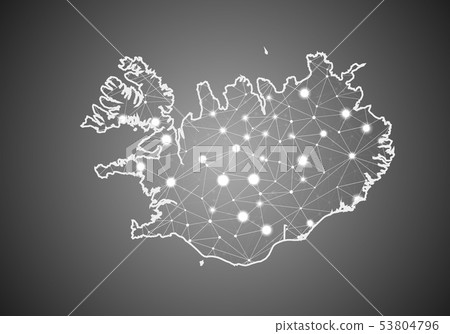 Vector wireframe mesh polygonal of iceland map. - Stock Illustration ...