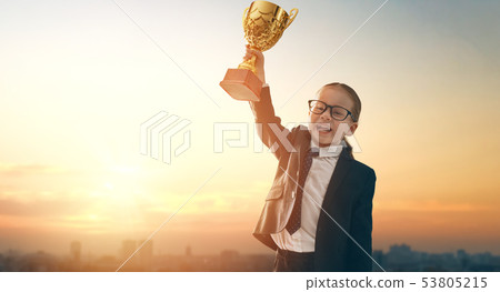 Little child is winner. 53805215
