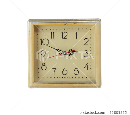 square retro clock with numbers isolated on white square retro clock with numbers isolated on white 53805255