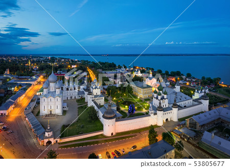 Aerial view of Rostov Kremlin at dusk, Russia Aerial view of Rostov Kremlin at dusk, Russia 53805677