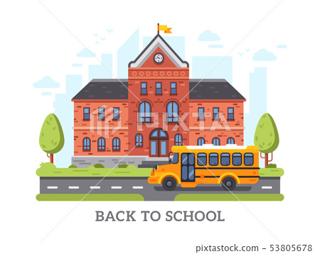 Academy, college, university education building. Back to high school vector illustration Academy, college, university education building. Back to high school vector illustration 53805678