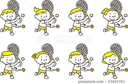 來自不同國家的兒童打網球（黃色） 53805761