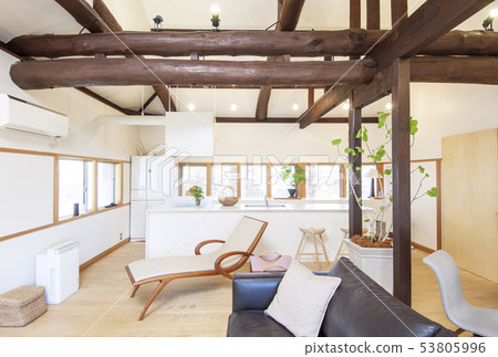 Living room Dining kitchen Bright room Image material 53805996