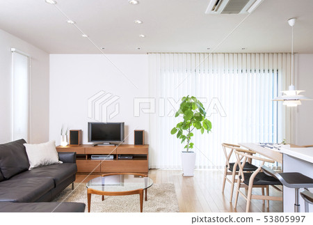 Bright living room, room with sunlight, residential environment 53805997