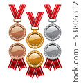 vector set of gold, silver and bronze medals 53806312