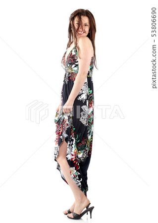 young beautiful woman in sundress with colorful 53806690
