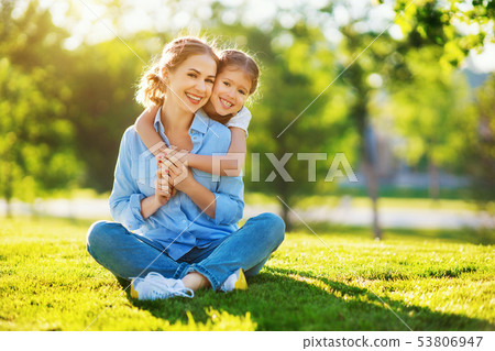 happy family mother and child daughter in nature happy family mother and child daughter in nature 53806947