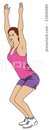 Elegant woman silhouette doing fitness exercise. 53806989