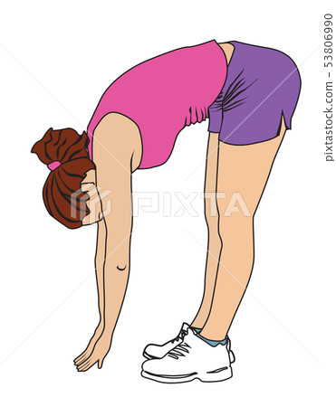 Elegant woman silhouette doing fitness exercise. 53806990