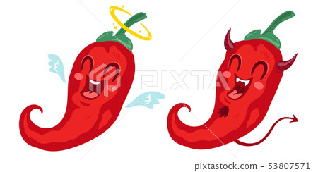 Angel and devil chili peppers 53807571