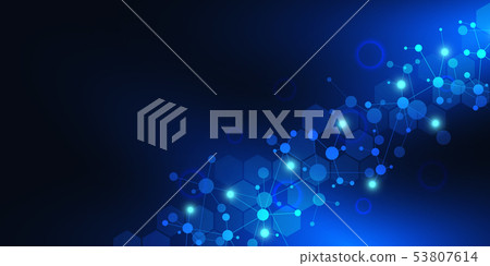 Abstract technology and innovation background with molecular structures and neural network 53807614