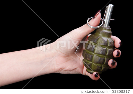 hand grenade in girl hand hand grenade in girl hand 53808217