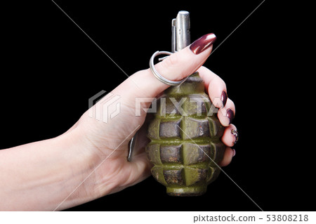 hand grenade in girl hand hand grenade in girl hand 53808218