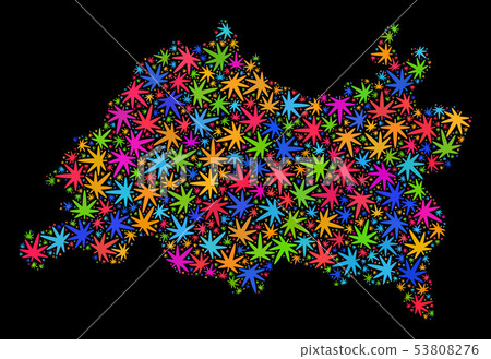 Mosaic Tatarstan Map of Multi-Colored Marijuana Leaves 53808276