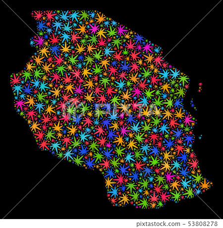 Mosaic Tanzania Map of Colorful Marijuana Leaves Mosaic Tanzania Map of Colorful Marijuana Leaves 53808278