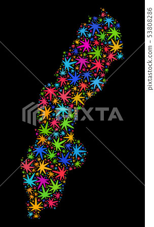 Mosaic Sweden Map of Colorful Cannabis Leaves Mosaic Sweden Map of Colorful Cannabis Leaves 53808286