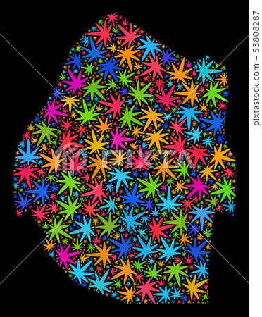 Mosaic Swaziland Map of Colored Hemp Leaves Mosaic Swaziland Map of Colored Hemp Leaves 53808287