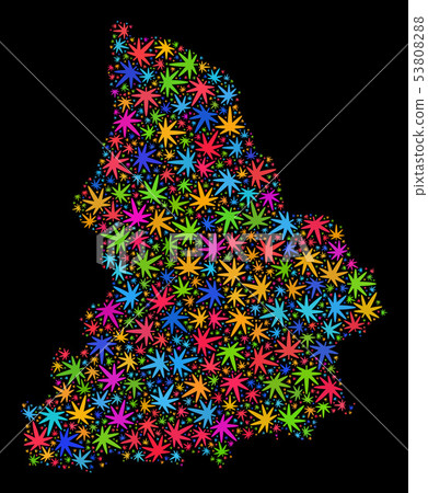 Mosaic Sverdlovsk Region Map of Colored Hemp Leaves 53808288