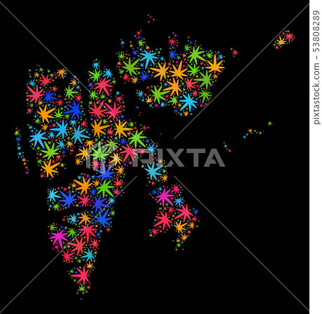 Mosaic Svalbard Islands Map of Colored Marijuana Leaves Mosaic Svalbard Islands Map of Colored Marijuana Leaves 53808289