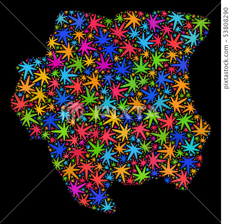 Mosaic Suriname Map of Colored Cannabis Leaves 53808290