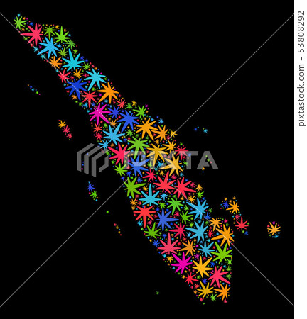 Mosaic Sumatra Map of Bright Hemp Leaves 53808292