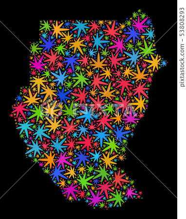 Mosaic Sudan Map of Multi-Colored Hemp Leaves Mosaic Sudan Map of Multi-Colored Hemp Leaves 53808293