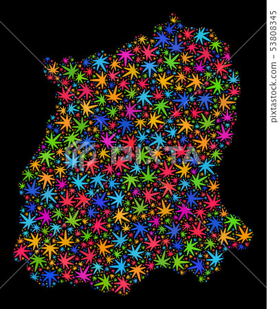 Mosaic Sikkim State Map of Colored Cannabis Leaves Mosaic Sikkim State Map of Colored Cannabis Leaves 53808345