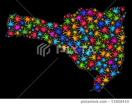 Mosaic Santa Catarina State Map of Colored Hemp Leaves Mosaic Santa Catarina State Map of Colored Hemp Leaves 53808410