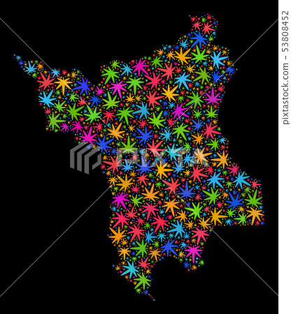 Mosaic Roraima State Map of Colorful Hemp Leaves Mosaic Roraima State Map of Colorful Hemp Leaves 53808452