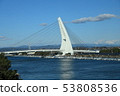 Car window scenery from Tokaido Shinkansen Lake Hamana Sun Marine Bridge 53808536