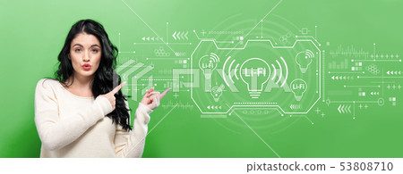 LiFi theme with young woman LiFi theme with young woman 53808710