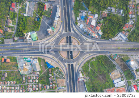 Aerial view of highway junctions Top view of Urban Aerial view of highway junctions Top view of Urban 53808752