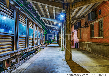 Railway platform at night 53810261