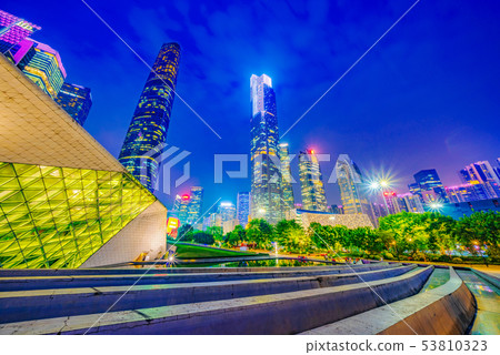 Night view of downtown city skyscrapers Night view of downtown city skyscrapers 53810323