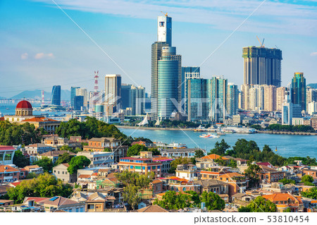 View of Gulangyu Island  and Xiamen Skyline 53810454