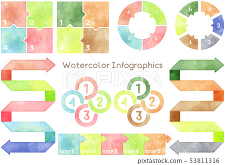 Watercolor infographic set Watercolor infographic set 53811316