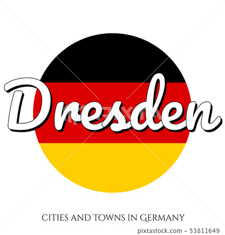 Circle button Icon with national flag of Germany with black, red and yellow colors and inscription Circle button Icon with national flag of Germany with black, red and yellow colors and inscription 53811649