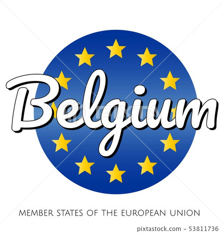 Round button Icon of national flag of The European Union with blue gradient background and yellow Round button Icon of national flag of The European Union with blue gradient background and yellow 53811736