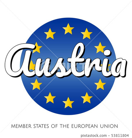 Round button Icon of national flag of The European Union with blue gradient background and yellow Round button Icon of national flag of The European Union with blue gradient background and yellow 53811804