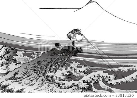 Katsushika Hokusai image Koshu Ishimazawa black and white white back 53813120