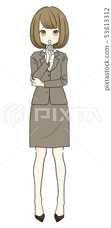 Suits-Women who put their hands on their jaws-troubled 53813312