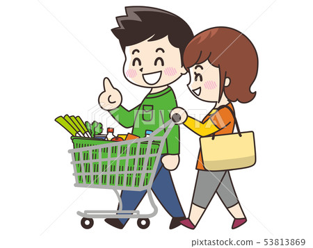 Young men and women shopping 53813869