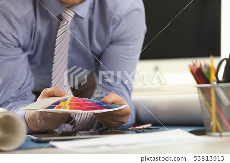 Architect Designer Working with Colour Swatch 53813913