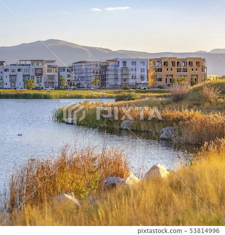Buildings near Oquirrh Lake in Daybreak Utah 53814996