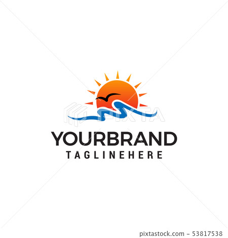 sun beach logo design concept template vector 53817538