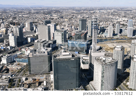 Yokohama cityscape in Japan Looking toward Yokohama Station (screen right upper corner is Shin-Yokohama Station) = January 19 2019 (Heisei 31) 53817612
