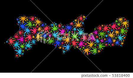 Mosaic Pernambuco State Map of Colored Marijuana Leaves Mosaic Pernambuco State Map of Colored Marijuana Leaves 53818400