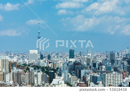 (東京都市景觀)從休息室3朝向墨田區的風景3 (東京都市景觀)從休息室3朝向墨田區的風景3 53818438