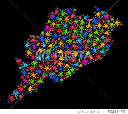 Mosaic Odisha State Map of Colorful Cannabis Leaves Mosaic Odisha State Map of Colorful Cannabis Leaves 53818455